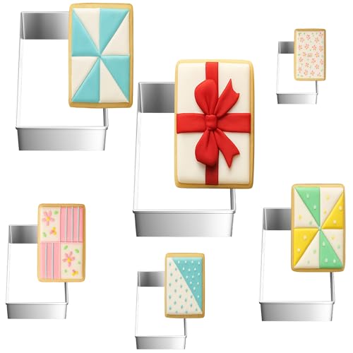 FUSOTO 6PCS Rectangle Cookie Cutter Set, Stainless Steel, 1.5-4 Inch - style: Rectangle