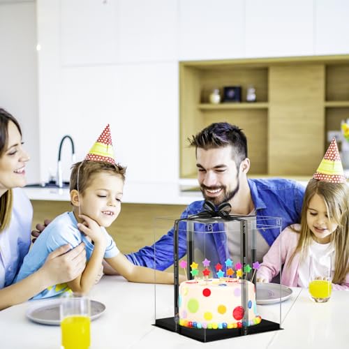 10x10x12 Inch Clear Cake Box 8Pcs - Tall Transport Container, Carrier, Treat Box, Gift Box, Display Case - Black - color: Black