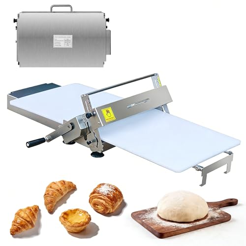 Commercial 110V Electric Dough Sheeter Machine, Reversible Puff Pastry Sheeter And Fondant Roller, Dough Roller, Adjustable Thickness 0-25mm, Folding Dough Sheeter For Bakeries, Pastries,（22.7"） - color: Large