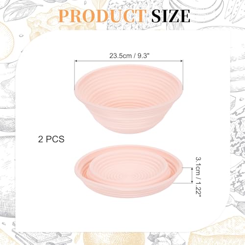 uxcell 2Pcs Silicone Bread Proofing Basket 9.3" Round Sourdough Basket Pink - color: Pink, size: 23.5 cm / 9.25 Inch