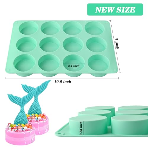 Actvty Round Chocolate Cookie Molds, 3 Pieces 12-Cavity Cylinder Chocolate Silicone Molds for Covered, Cookies Candy Jelly Mini Cakes and Muffin Baking(Green) - color: 3Pcs Green/12-Cavity