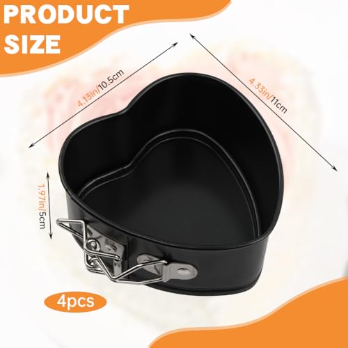 4 Inch Heart Springform Pans, Set of 4 Baking Pan