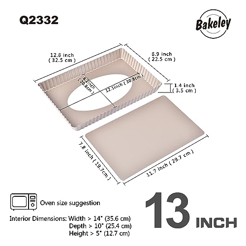 Rectangle Tart Pan, 13-Inch with Removable Loose Bottom Non-Stick Oblong Quiche Bakeware for Oven Baking (Champagne Gold) - size: 13" Rectangle (Champagne Gold)
