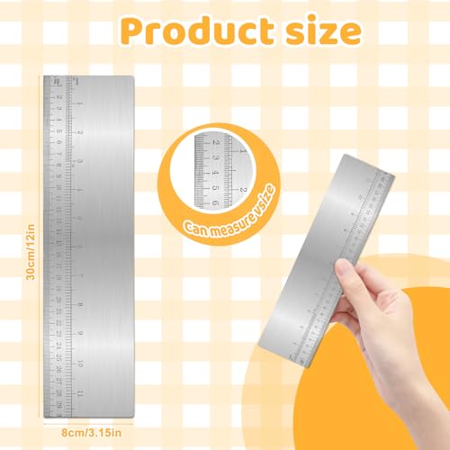 Metal Cake Scraper, 12 Inch Cake Edge Smoother with Scale Stainless Steel Baking Decorating Comb Cake Pastry Measuring Tool Cake Leveler for Home Kitchen