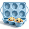 Jumbo Muffin Pan, Metal Reinforced Frame 3.5inch Jumbo Silicone Muffin Pan - color: Blue, size: Jumbo: 2pcs
