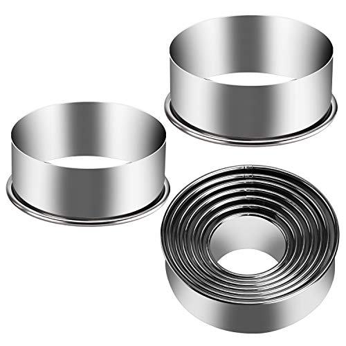 9 Pieces Stainless Steel Cookie Cutter Set Biscuit Plain Edge Round Cutters Metal Ring Baking Molds - size: 9 Sizes Plain Edge