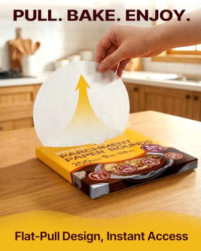 Katbite Unbleached Parchment Paper Rounds, Heavy Duty, White, 9 Inch 200Pcs - color: White, size: 9inch