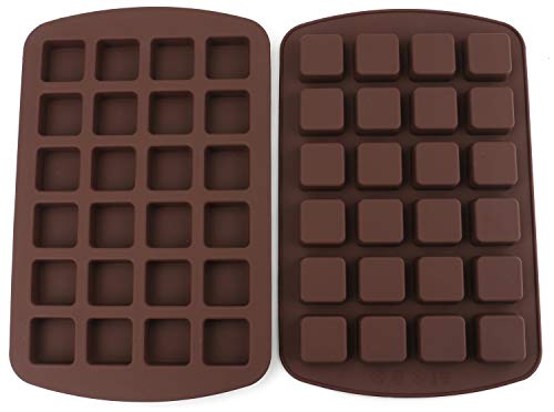 Lawei 2 Pack 24 Cavity Brownie Silicone Mold - Silicone Ice Cube Tray Ice Cube Mold for Making Cube, Candy, Chocolate Truffles, Jelly