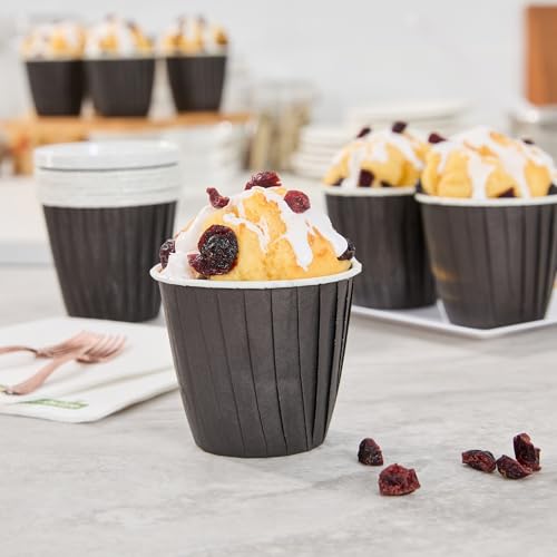 Restaurantware 4 oz Round Black Paper Tall Baking Cup, 200 Pack - color: Black, size: Tall