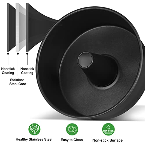 LIANYU 10 In Angel Food Cake Pan, Black Nonstick Tube Pound Pan for Baking - color: Black