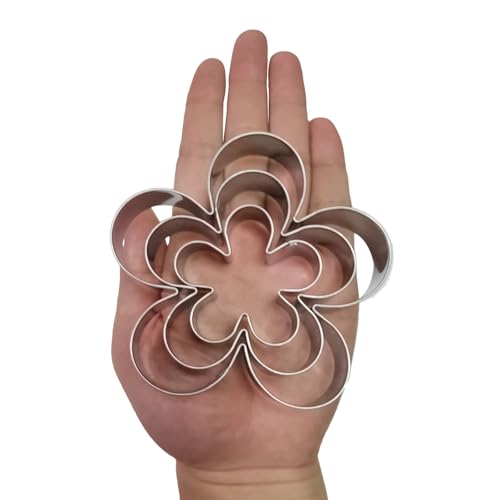 Comais Rose Petals Flower Cookie Cutters Set Stainless Steel 3Pcs Large