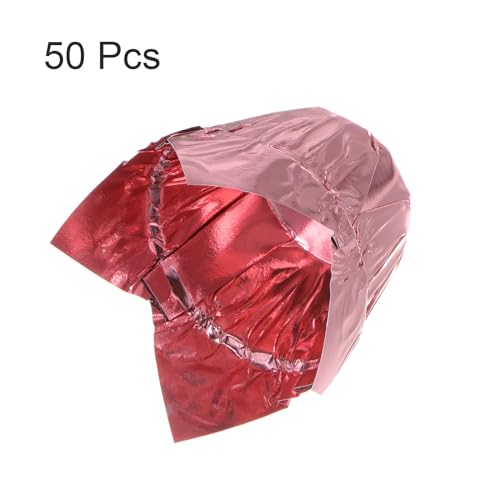 HARFINGTON 50Pcs Tulip Cupcake Liners Standard Aluminum Foil Baking Cups Greaseproof Wrappers Disposable for Birthday Banquets Party, Rose Golden Tone - color: Rose Golden Tone