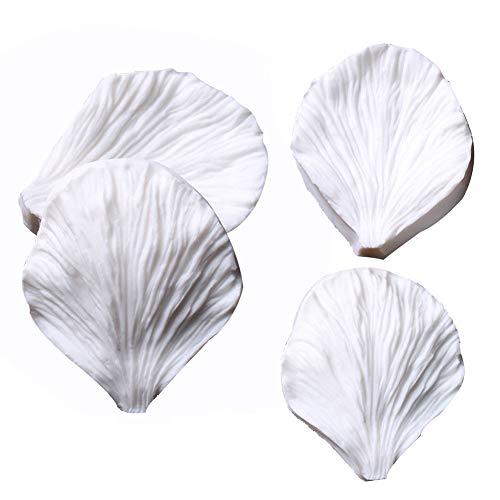 KALAIEN 5pcs Stainless Steel Peony Cutter 2pcs Fondant Silicone Mold - color: Peony Set(7pcs)