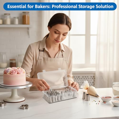 84-Tip Piping Tip Storage Box, Transparent - color: Transparent