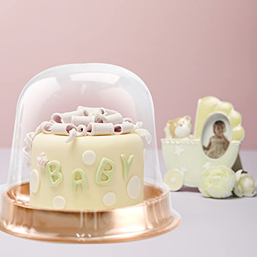 Clear Plastic Cupcake Container,25 PC Diameter 5.3 in Height 4.2 in Muffin Pod Dome Disposable Individual Box Single Holders With Lid for Wedding Birthday Christmas Halloween - color: Clear/Gold, size: 25 count