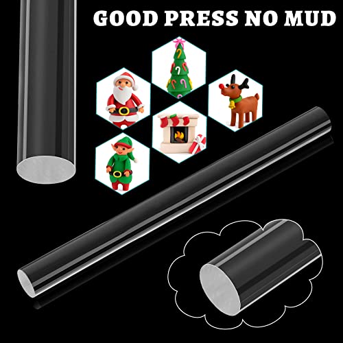 Clabby 4 Pcs Acrylic Clay Roller Plastic Polymer Pin, 6.5'' X 0.5'' - size: 6.5 x 0.5 Inch
