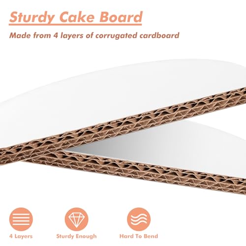 15 Pack Cake Boards 14 Inch Round Cake Drum White 1/2” Thick Cake Drums Corrugated Cardboard Cake Base for Multi-Layer Cakes Sturdy Cake Decorating Supplies - size: 14 Inch - 15 Pack