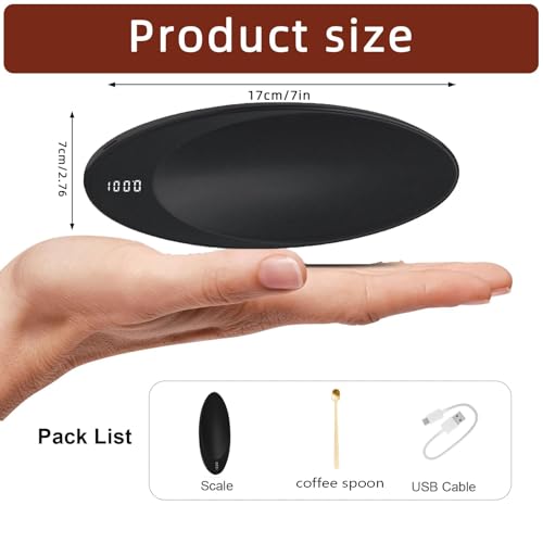 Digital Tea Scale 0.1g - Rechargeable Portable Coffee Scal - color: Black