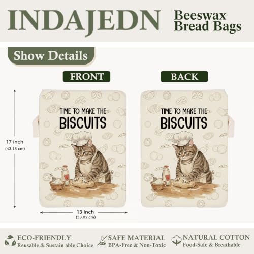 Tabby Cat Baking Gifts Beeswax Bread Bags 2 Pack XL 13x17in - color: Cat Baking 03