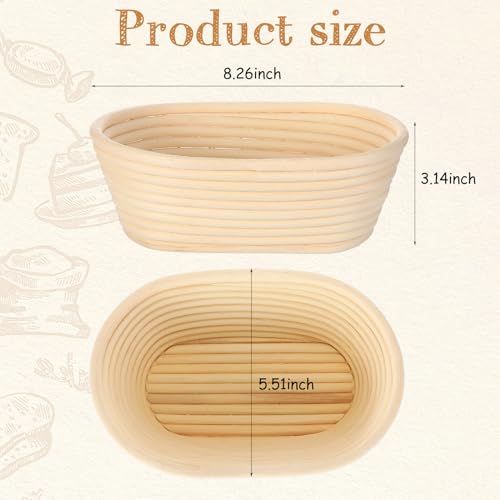 Gejoy 8 Pack Oval Banneton Bread Proofing Basket Sourdough Bowl 8 Inch - size: 8 Inch