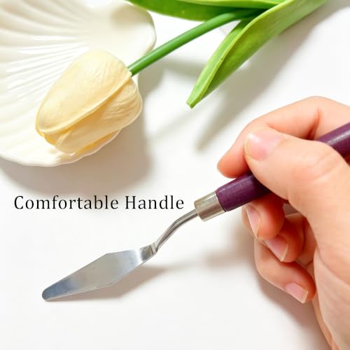 Painting Palette Knife Set - 7pcs Stainless Steel Palette Knife, 6pcs Plastic Drawing Scrapers Oil Painting Accessories for Oil Acrylic-Painting Cake Decorating Canvas