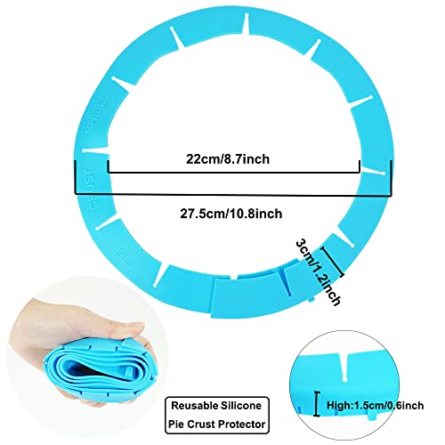 Adjustable Pie Crust Shield Protector Pie Edge Protector Tools Round Silicone Baking Cake Pizza Cover BPA-Free for Halloween Christmas Baking Fits 8-11.5 Inches Pie - color: ZA-Red-2pcs+Blue-2pcs
