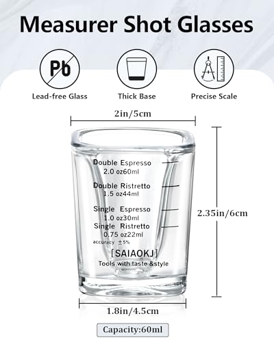 Shot Glass Measuring Cup Set, 2 Pack 2 Oz Square Espresso Glasses (Black) - color: 2 Pack-Square Black