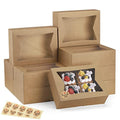 Eupako 8x6x2.5 Cookie Boxes with Window, 24 Pack Auto-Popup Brown Treat Box - color: Brown