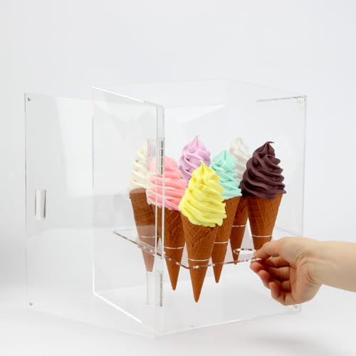 9Holes Ice Cream Cone Holder Stand, Acrylic Ice Cream Cone Cabinet - size: 9 Holes