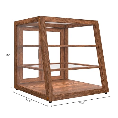 KoolMore 21 in. Dark Wood Slanted Countertop Dry Bakery Display Case, Bread, Pastry and Dessert Display with Tempered Glass - color: Dark Wood / Slanted, size: 21 in.