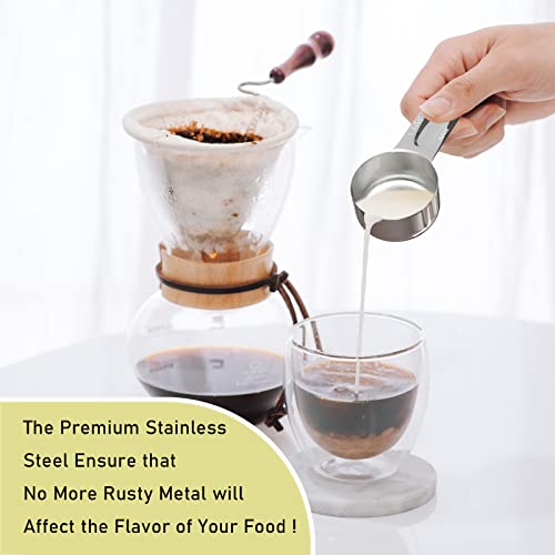 2PCS 1/3CUP(80ml, 2.7oz) Measuring Cup, 18/8 Stainless Steel Measure Scoop - size: 1/3cup|80ml|2.7oz