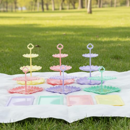 Pack of 11 NWK Cupcake Stand Set with Table Cloth (Colorful) - color: Colorful