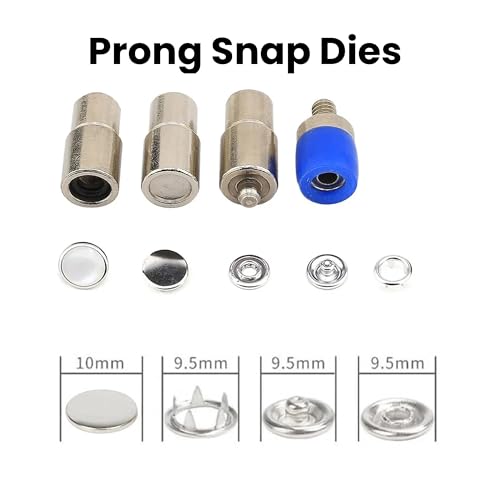 Hand Press Machine Set with Essential Dies for Snap Buttons, Grommet Eyelets, Rivets, Popper Fasteners Setting and Hole Punchers - color: Blue Press with Die Set