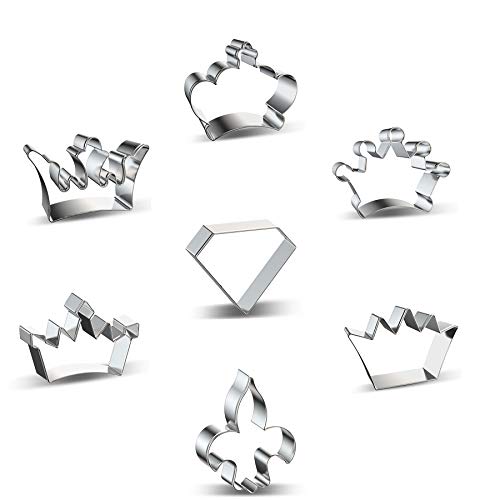 Comais Royal Princess Crown Shaped Cookie Cutters Set Stainless Steel 7Pcs