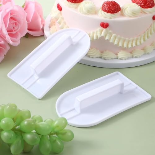 3Pcs White Cake Decoration Icing Smoother, Fondant Smoothing Tool, Plastic Fondant Icing Smoother Polisher, Icings Scraper Paddle Tool for Cake Decoration Tools 14.5x8cm