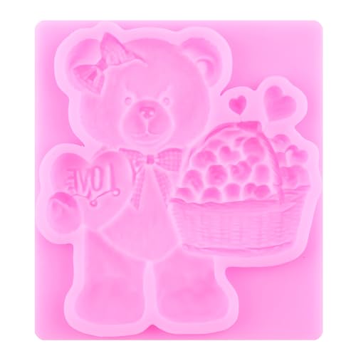 ZiXiang Bear Silicone Mold Teddy Bear Balloon Rose Fondant Molds Set Of 4 - color: Style E