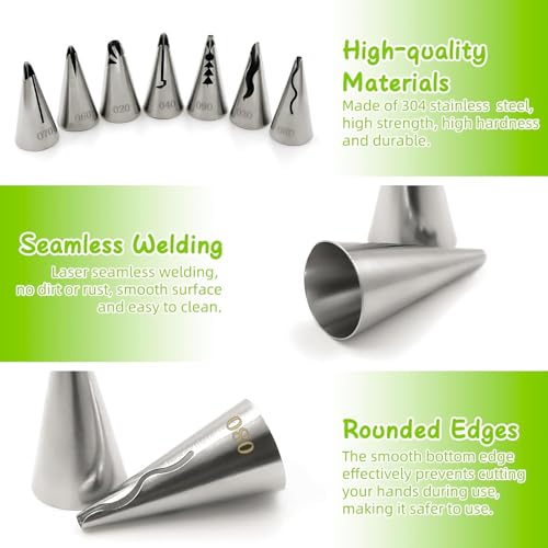 Suuker Ruffle Piping Tips Set, 9-Piece Cake Decorating Kit with Bag