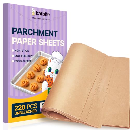 Katbite 9x13 Inch Parchment Paper Sheets 220PCS, Unbleached Non-Stick - size: 9x13 Inch 220pcs