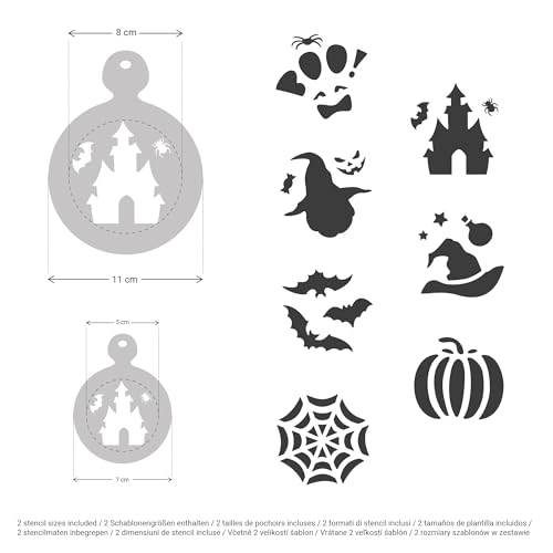 NAKLEO Coffee Stencils and Cookies Decoration 14Pcs 2.8”x2.8” and 4.3”x4.3”, Reusable Plastic Baking Templates, Halloween Ghost Spider, Barista DIY Art Craft, Capuccino Latte Chocolate Cake Biscuit - size: HALLOWEEN