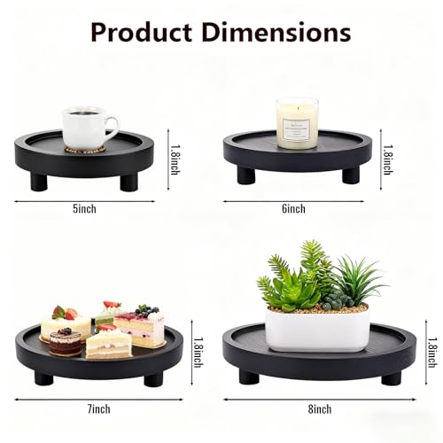 HOMIEE 4PCS Wooden Risers for Display, 5/6/7/8 Inch Wood Pedestal Stand