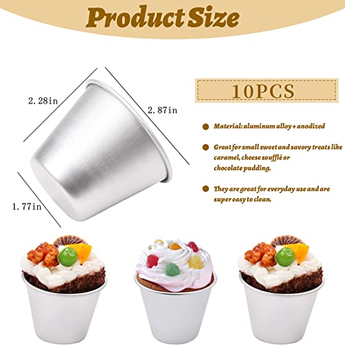 Pudding Moulds, 10pcs Aluminum Baking Cups Cupcake Mould Muffin Tin Dariole Moulds Baking Tool