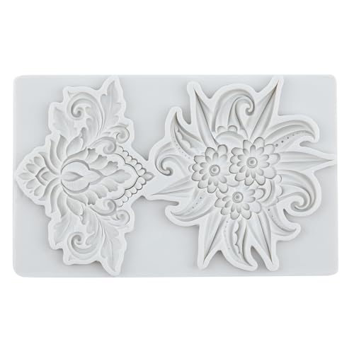 Lingzhi Baroque Style Silicone Mold Curlicues Scroll Lace Fondant Molds - color: Style H