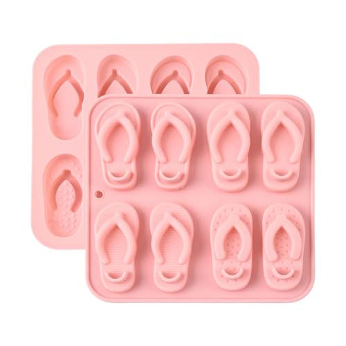 Airssory 2 Pcs Flip Flop Silicone Mold 16.5x15.7x1.7cm Pink Baking Candy Mold for Soap Making Resin Clay DIY Craft Chocolate - color: Flip Flop Silicone Molds