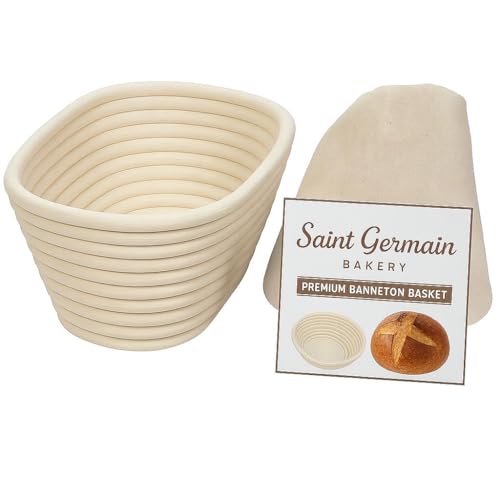 Saint Germain Bakery 10-Inch Oval Banneton Proofing Basket with Liner