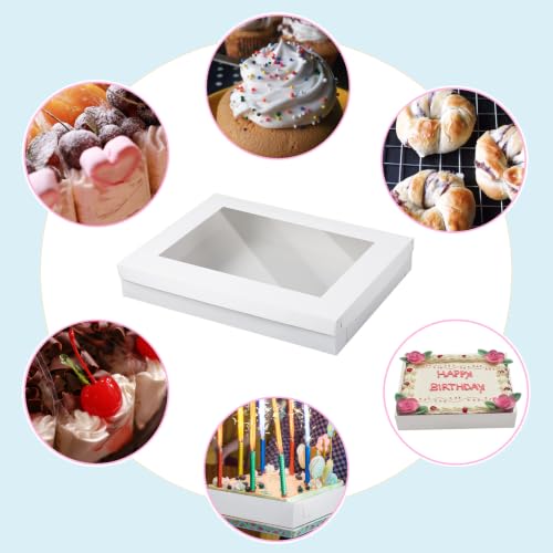 5 Set Full Sheet Cake Boxes with Cake Boards Window Gold Ribbon - color: Gold