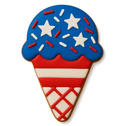 Ice Cream Cone Cookie Cutter with Waffle Cone Detail – 4x2.56 Inches, Summer Treat Baking Mold (Random Color)