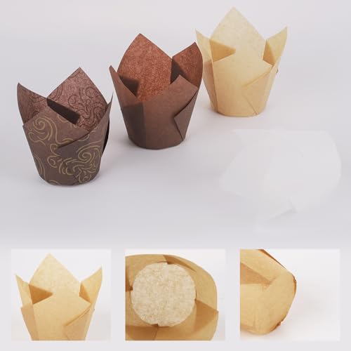 400pcs Tulip Cupcake Liners for Baking Cups Greaseproof Tulip Muffin Liners Premium Muffin Baking Cups Liners Holders for Party, Christmas, Weddings, Birthday