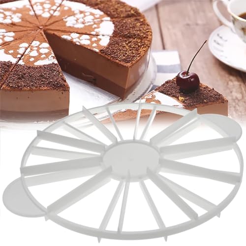 AYLIFU Cake Portion Marker Cheesecake Cutter 10/12 Slices Double Sided Cake Cutter Slicer with Handle for Pastry Baking (White, 26.8cm/10.6in Diameter)
