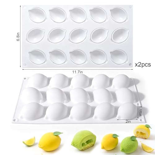 2Pack Lemon Silicone Mold for Mousse Cake, Fruit Lemon Molds - color: 30-Cavity Lemon