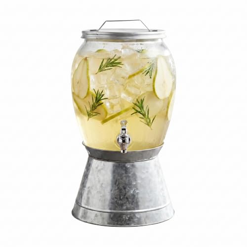 Style Setter Jaxon Glass Beverage Dispenser with Galvanized Base, 2 Gal - color: Galvanized Base